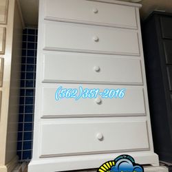 White Five Drawer Dresser Pinewood Blanca Cajonera Comoda 