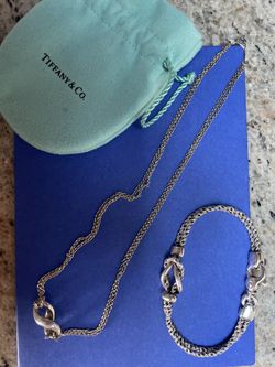 Tiffany & Co Infinity Double Chain Necklace And Bracelet Set