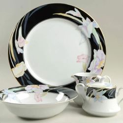 Lot Of Mikasa Charisma Black China With Seven Complete Dish Sets