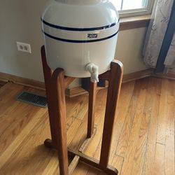 Hinckley & Schmitt Water Crock Dispenser And Wood Stand 