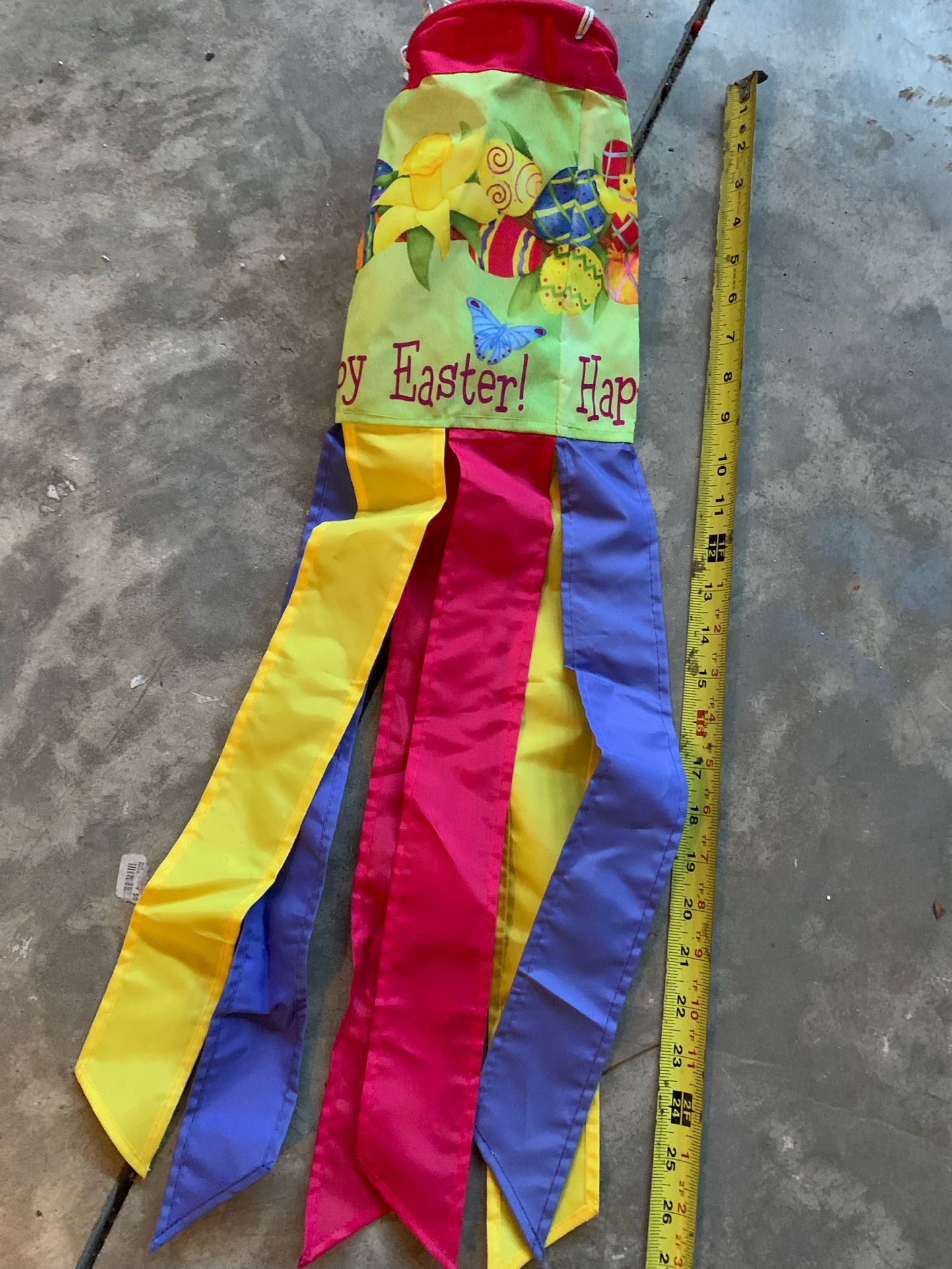 Happy Easter Flying Windsock W/ Accent Designs, Weather Resistant Material, 28 Inches Long