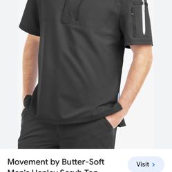 Movement By Butter - Soft Men’s Henley Scrub Top Large