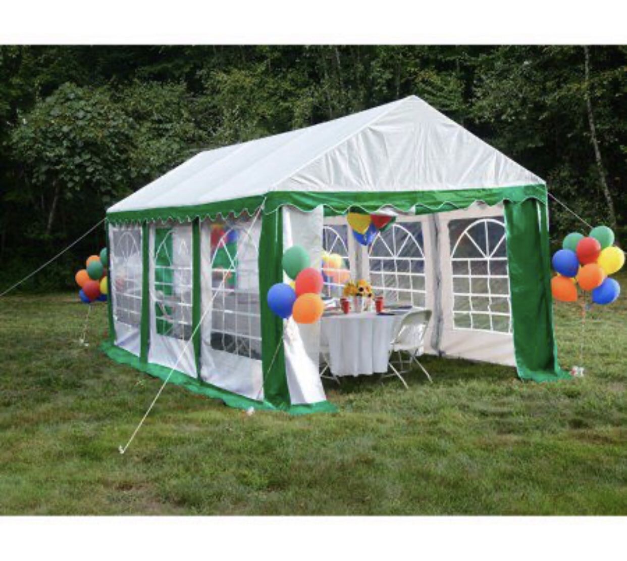 Enclosure Kit with Windows for Party Tent 10' x 20'/3m x 6m, Green/White (Frame and Cover Not Included)