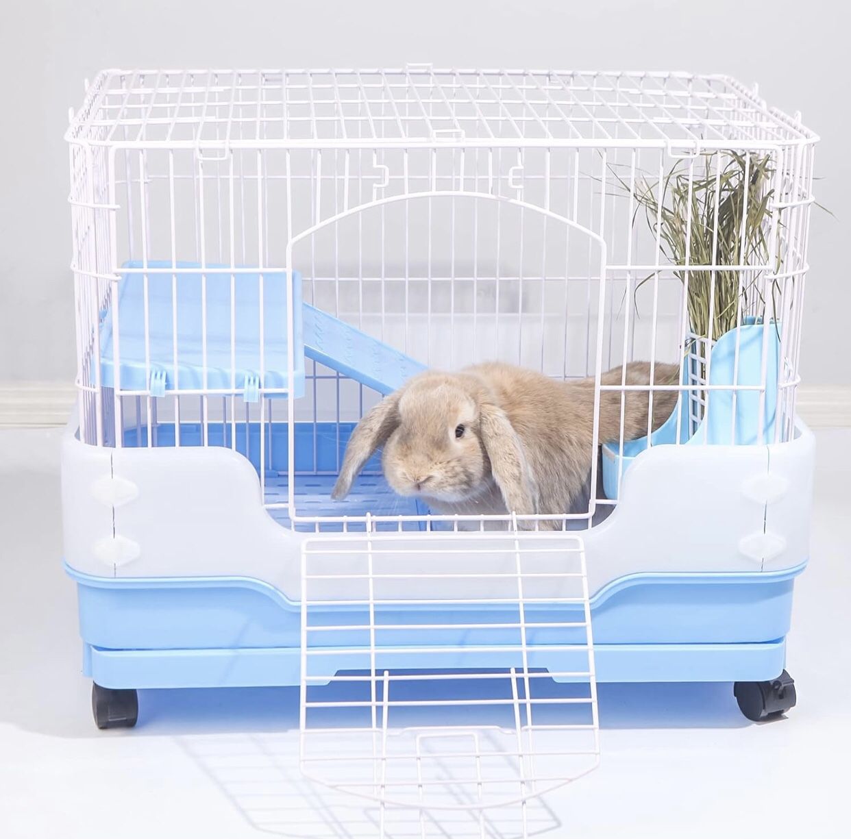 NEW! BUCATSTATE Small Animal Cage, Rabbit Cage Indoor with Accessories, Large Rabbit Cage for Guinea Pigs, Hamsters, 65 x 43 x 53 cm