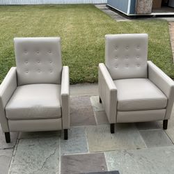 Recliner chairs faux leather. Blanche Gray Beige color