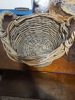 Large Wicker Basket with Handles