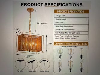 Brand new 16in chandelier 6 light