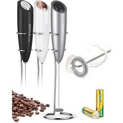 SIMPLETaste Milk Frother Handheld Battery Operated Electric Foam Maker, Drink Mixer with Stainless Steel Whisk and Stand for Cappuccino, Bulletproof C
