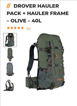 Drover Hauler Pack + Hauler Frame – Olive – 40L