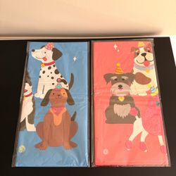 Cartoon Puppy Dog Disposable Plastic Tablecloths Party Supplies 2 Ct Blue Pink