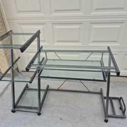 Metal and glass desk, in good condition, please see all the pictures for details  and measurements