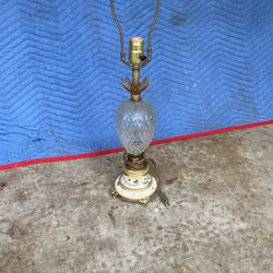 Antique glass and brass lamp
