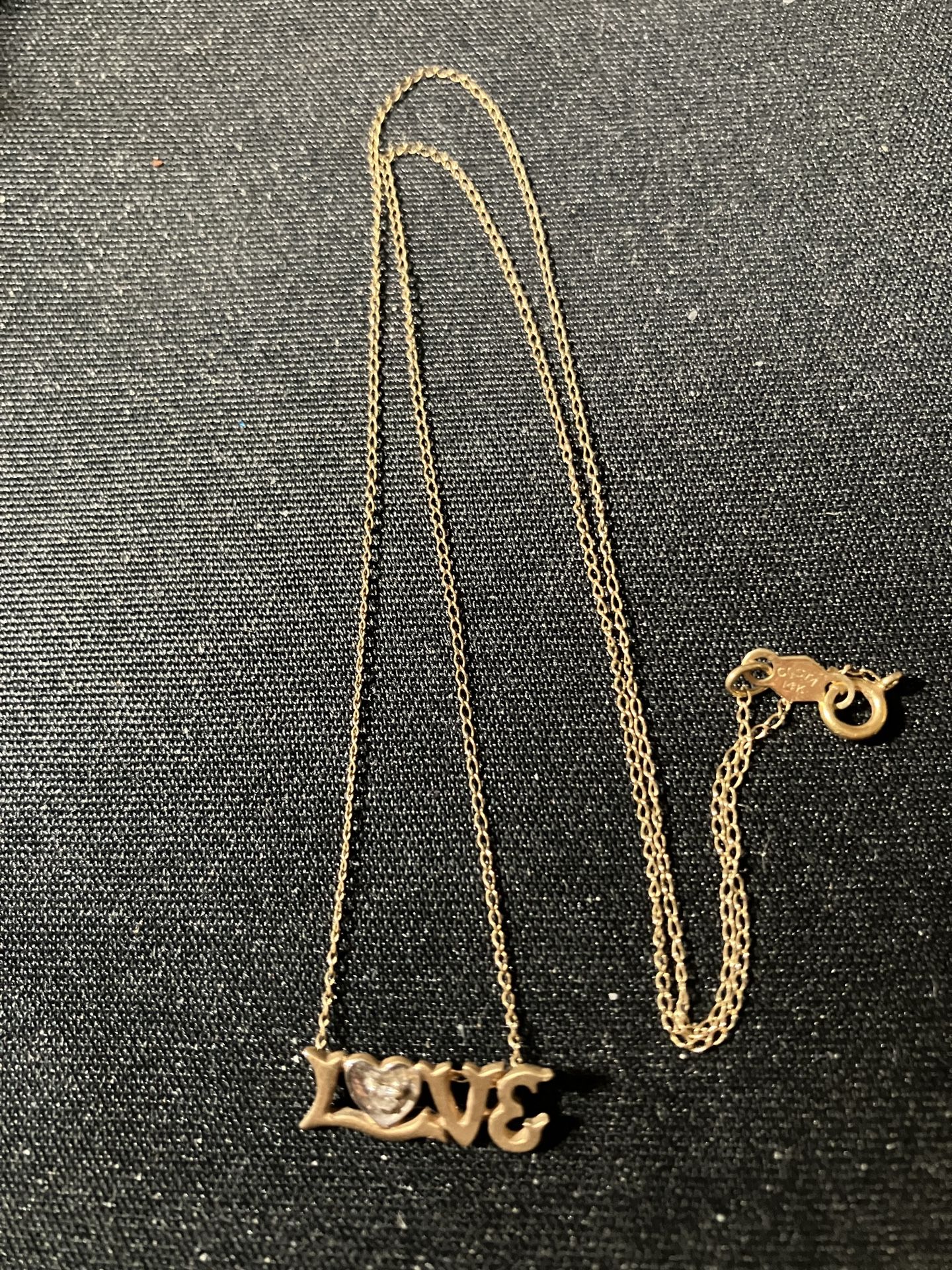 14k LOVE Pendant On Chain