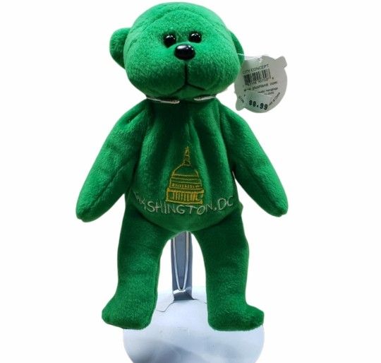 Vintage Plushland 2000 Washington DC Beanie Green New 9.5"