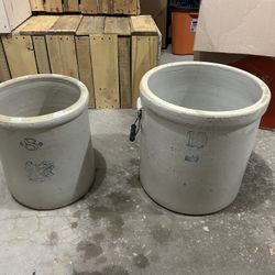 Vintage Antique Stoneware Crocks 10 # and 8#