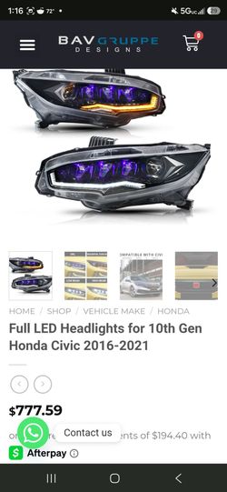 Full LED Headlights for 10th Gen Honda Civic 2016-2021