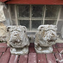 2 Matching English Bulldog Lawn Yard Decor Ornaments Statues