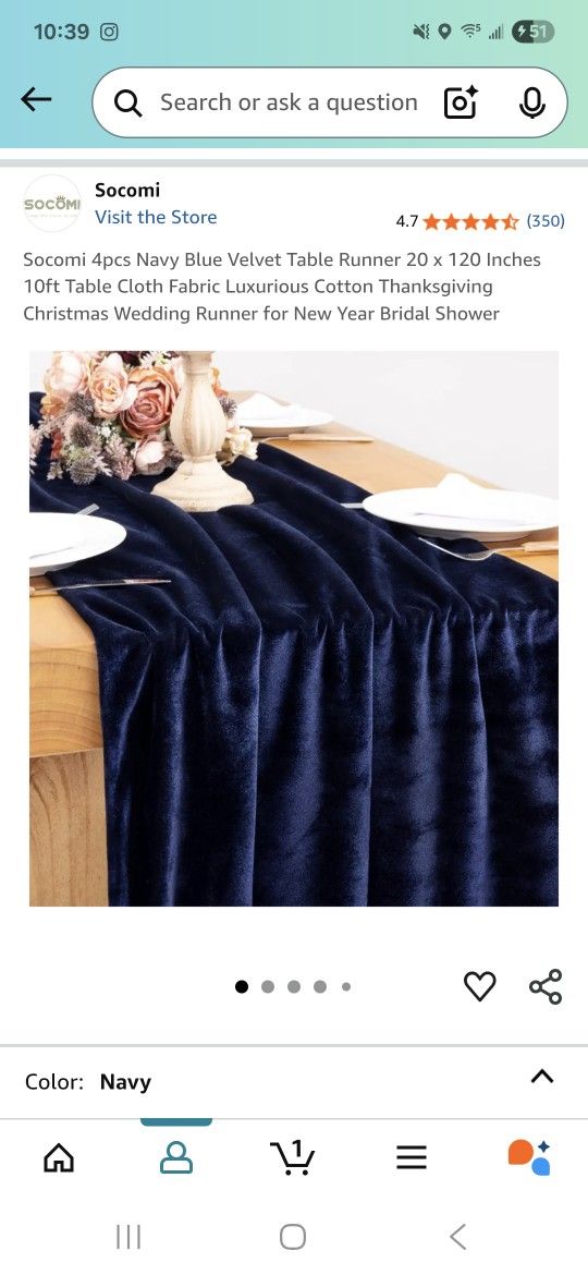 15 Navy Velvet Table Runners