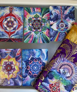 Chakra Energy Cards seven glittered cards with pouch