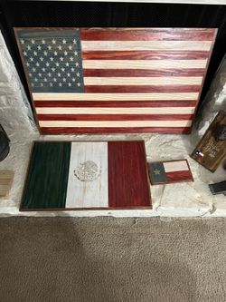 Handmade Stain Wood Flags 