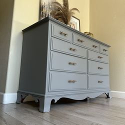 Beautiful Updated Solid Wood Vintage Dresser 