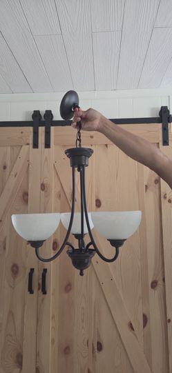 Bronze Chandelier with Frosted Glass Shades