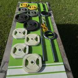 Complete Studio Weight Set With Barbell And Adjustable Curl Bar