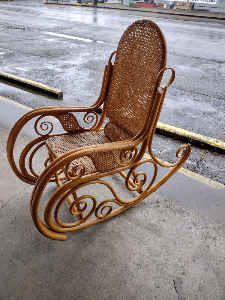 Vintage Bentwood Cane Rocking Chair 