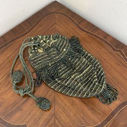 Vintage hand beaded evening purse circa 1940. 