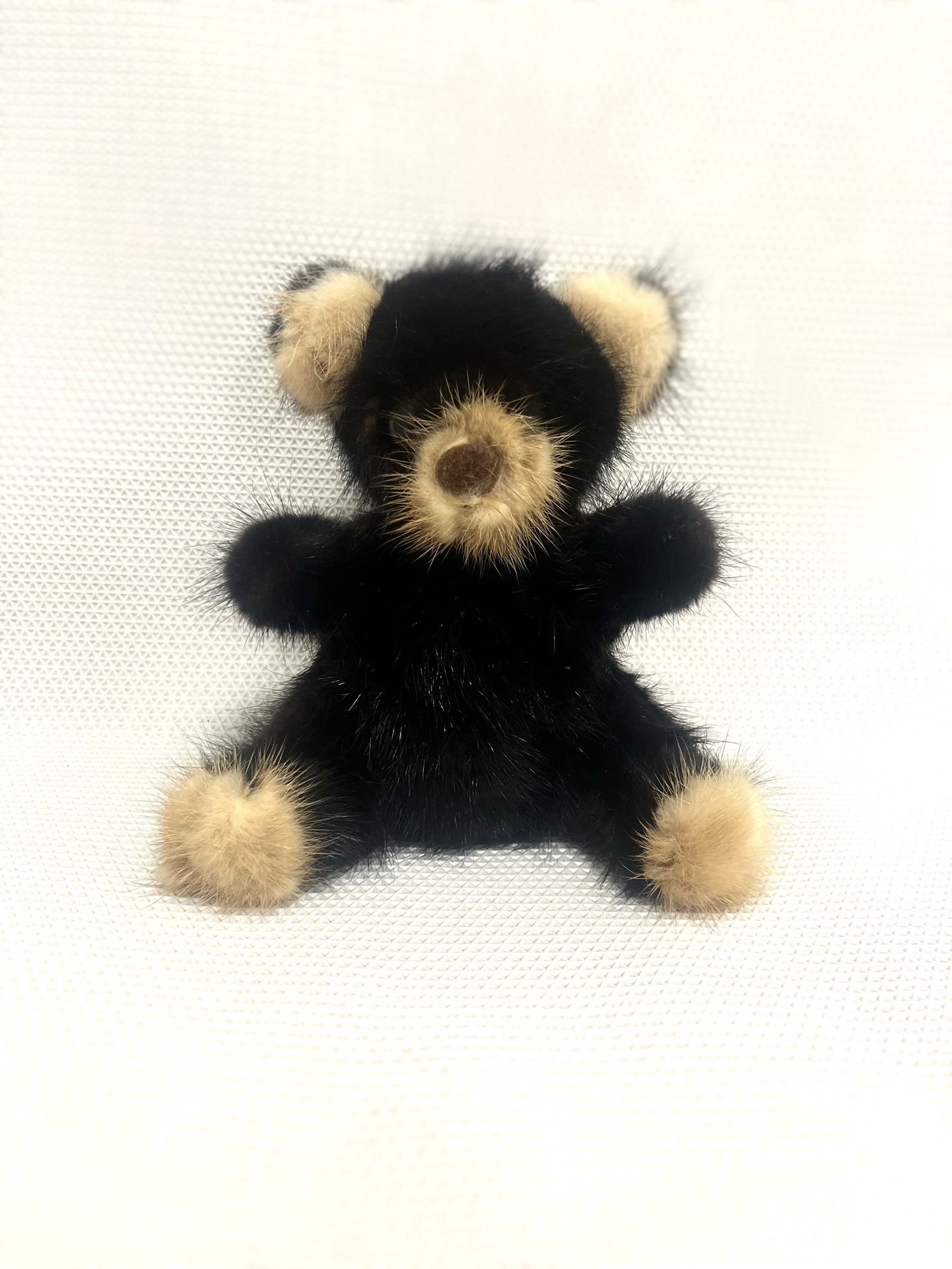 Vintage 1982 Rare Bear Genuine Mink Fur Plush Teddy Bear Stuffed Animal Black 7°°