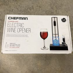 Chefman Stainless Steel Rechargeable Electric Wine Opener w/ Foil Cutter
