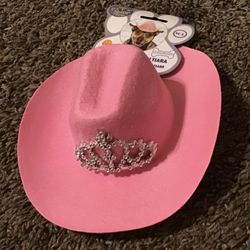 M/L Pink Dog Cowboy Hat With Tiara