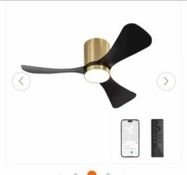 0137: New WINGBO 42" Smart Flush Mount Ceiling Fan with Lights, 3 ABS Blades, 6 Speeds Reversible DC Motor, Works with Alexa, Google Assistant, Dimmab