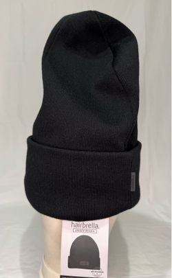 Hairbrella Satin-lined Cuffed 100% Waterproof Unisex Black Beanie Size XL - NEW