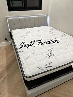 New Queen bed frame with mattress