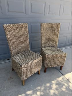 Woven Seagrass Accent Chairs Set of 2 | Wood Legs | Boho Coastal Modern 📍Chandler