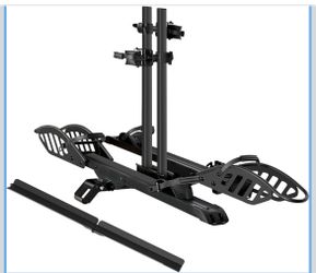 E-Bike Rack with Ramp, Hitch 2 Bike Rack, 200 lbs Capacity Electric Bike Carrier, Foldable Platform Mount for Cars, Trucks, SUVs, Minivans, Up to 5-In