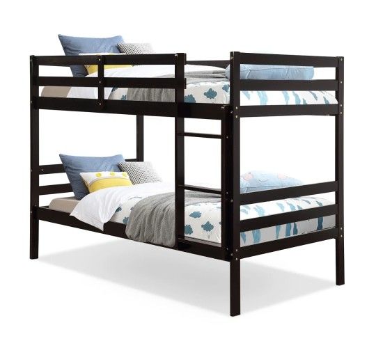 Twin Over Twin Wood Bunk Beds Ladder