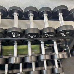 Urethane Dumbbell Set 5-50 Commercial Grade With Rack 