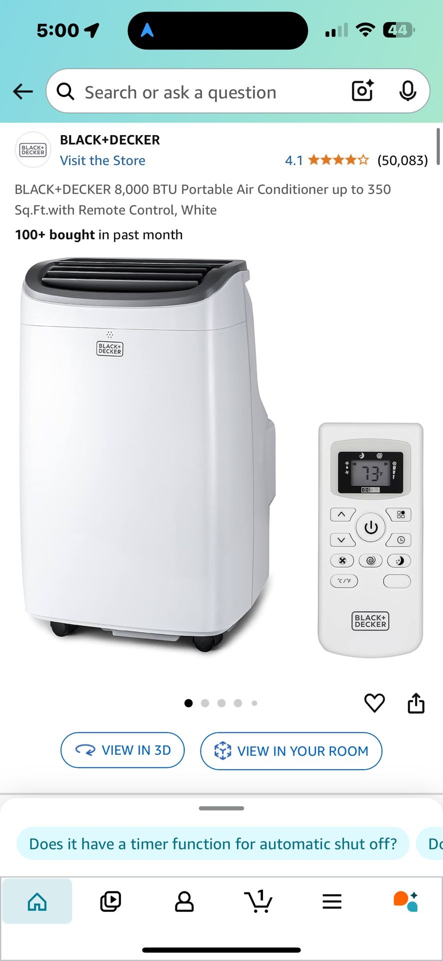 Black and Decker 8000 BTU Portable AC Unit