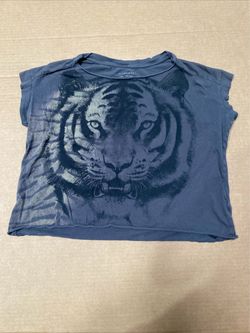 All Saints Women’s Tiger Pina Oversized Cropped T-Shirt Charcoal SZ XS