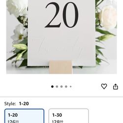 Table Numbers 1-20