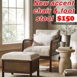 New Accent Chair & Stool by Threshold $150 only 1 original price $360 East Palmdale 