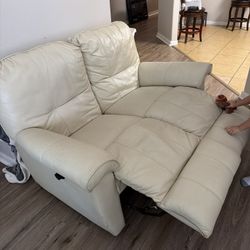 Real leather double recliner sofa