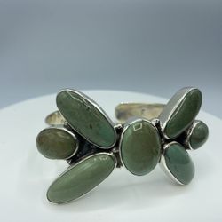 Beautiful Turquoise And Sterling Silver Cuff Approx. 53 Grams Size 7