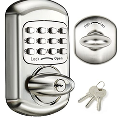 Keyless Entry Keypad Deadbolt - Digital & Mechanical Door Lock, No Low Power Risk (Silver)