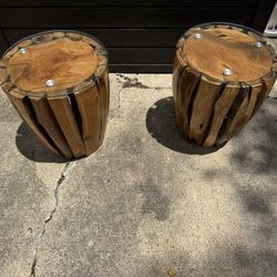 Natural Wood End Tables