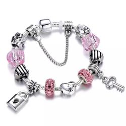 Key to my heart paw print bracelet