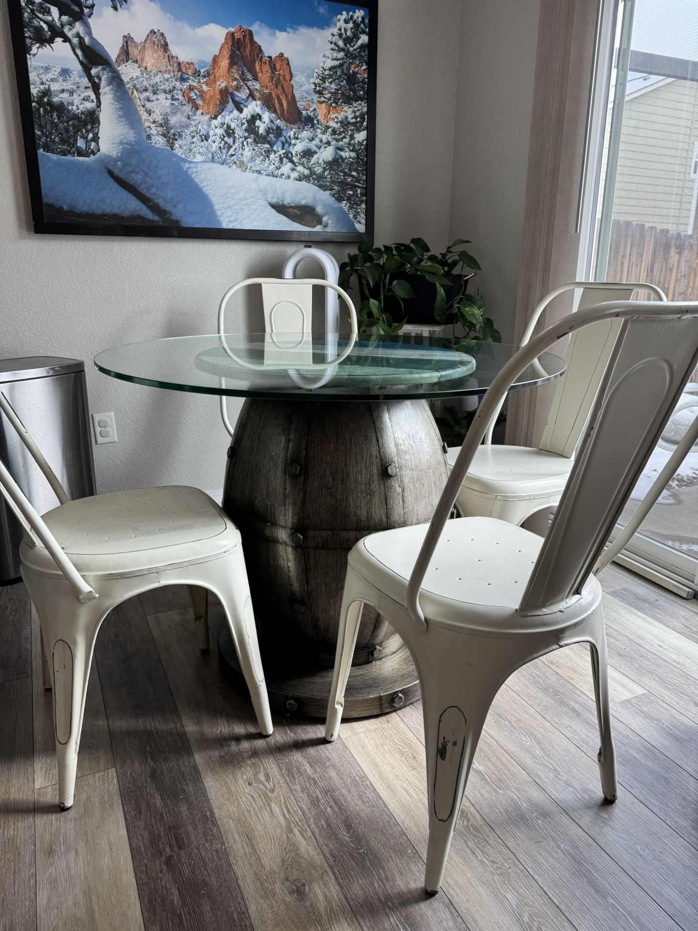 Round Industrial Dining Room Set