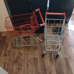2 Metal Little Kids Shopping Carts